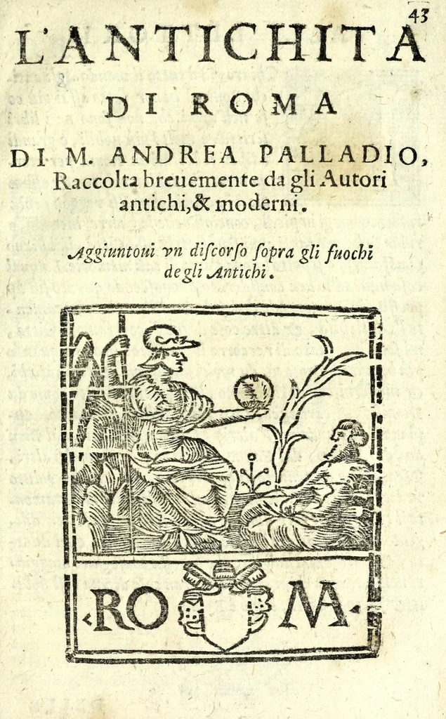 An illustration from Le cose maravigliose dell'alma citta di Roma : doue si tratta delle chiese, stationi, & reliquie de'corpi santi, che vi sono : con vn trattato d'acquistar l'indulgentie : la guida romana che insegna facilmente a i forastieri a ritrouare le più notabil cose di Roma : li nomi de i sommi pontefici, imperatori, & altri principi christiani : l'antichità di Roma breuemente raccolta : et vn discorso sopra i fuochi de gli antichi : con le poste d'Italia : tutti nuouamente purgati, & corretti, 1585, leaf 89