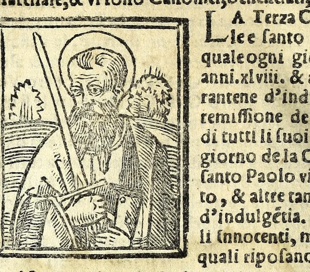 An illustration from Le cose maravigliose de l'alma citta di Roma : con il nome de le reliq[u]e, stationi, & indulgentie, che di giorno in giorno in tutte le chiese di essa sono : aggiuntoui di nuouo la vera descrittione de li sommi põtefici, de l'imperadori, de li re di Franza, di Spagna, & di Napoli, de li Dogi di Vinetia, & de li Duchi di Milano, 1542, leaf 30