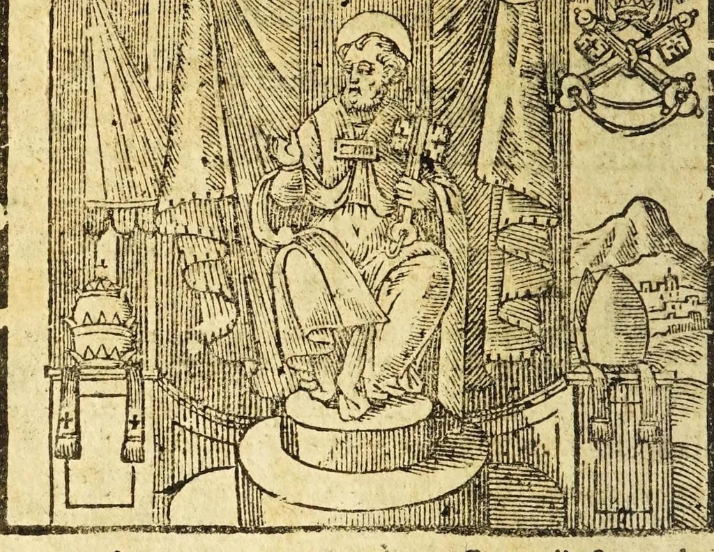 An illustration from Le cose merauigliose dell'alma città di Roma : doue si tratta delle chiese, stationi, reliquie corpi santi, che vi sono, e diuersi maritaggi di pouere zitelle, che si fanno : con la guida romana, che insegna facilmente à forastieri di ritrouare le cose più notabili di Roma : li nomi de' sommi pontefici, imperatori, & altri principi christiani, con le principali poste d'Italia : con aggiunta d'altre cose sacre da Clemente VIII, Paolo V, Vrbano VIII, Innocentio X & Alessandro VII : con le sette merauiglie del mondo, & altre cose notabili, 1666, leaf 96