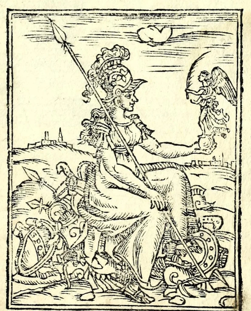 An illustration from Le cose meravigliose dell'alma città di Roma : dove si tratta delle chiese, stationi, & reliquie de'corpi santi, che vi sono : con vn trattato del modo d'acquistar l'indulgentie, la guida romana, che insegna facilmente à forastieri di ritrouare le più notabili cose di Roma : i nomi de'som. pontefici, imperatori, & altri principi christiani, et di novo corretto et ampliato con le cose notabili fatte da papa Sisto V, 1591, leaf 3