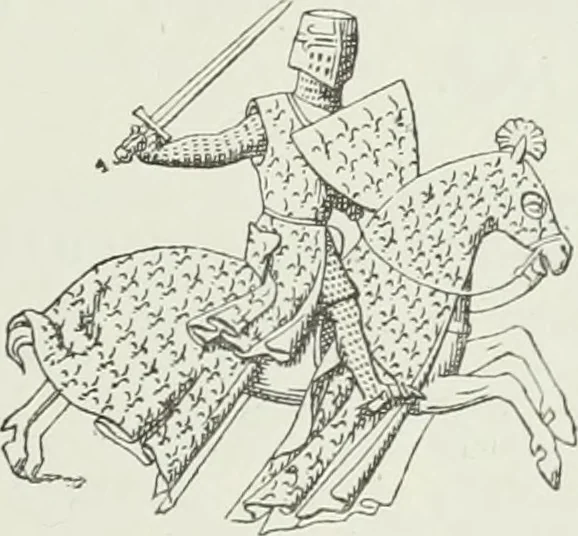 An illustration from Le Costume au Moyen âge d'après les sceaux ..., 1880, leaf 138