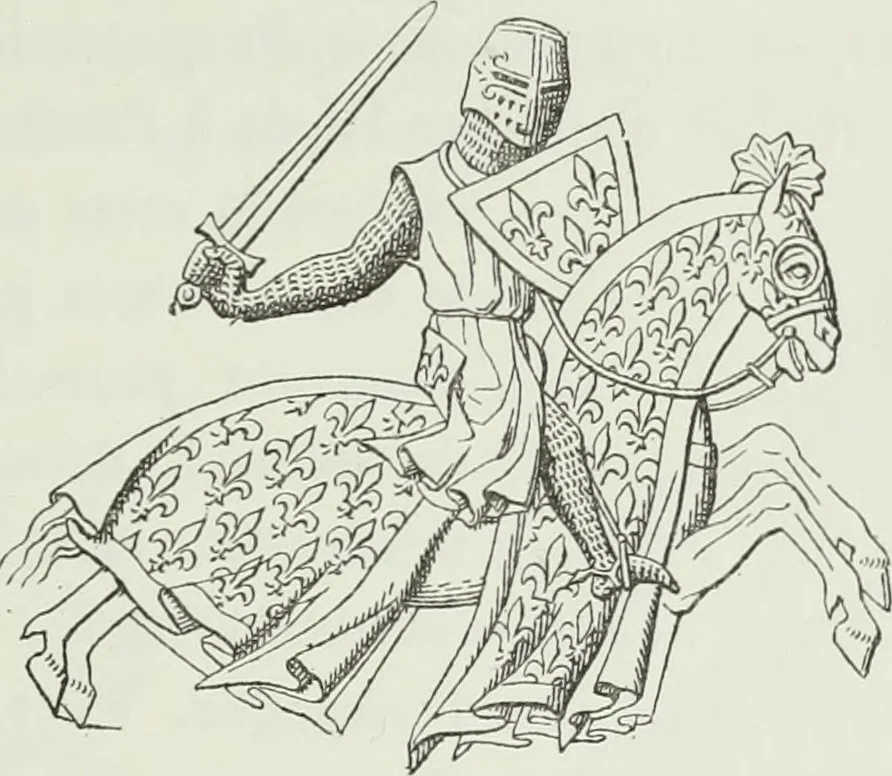 An illustration from Le Costume au Moyen âge d'après les sceaux ..., 1880, leaf 138