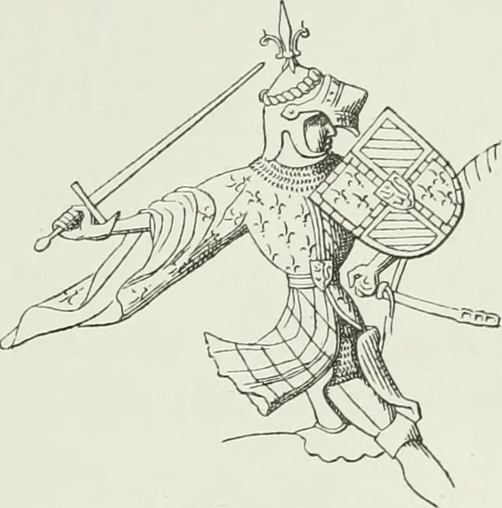 An illustration from Le Costume au Moyen âge d'après les sceaux ..., 1880, leaf 142