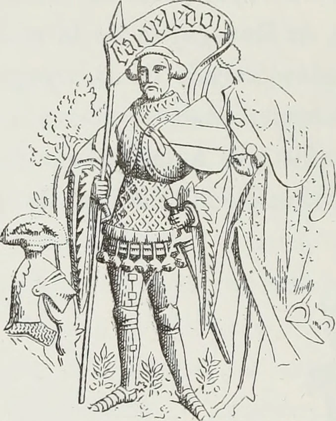 An illustration from Le Costume au Moyen âge d'après les sceaux ..., 1880, leaf 143