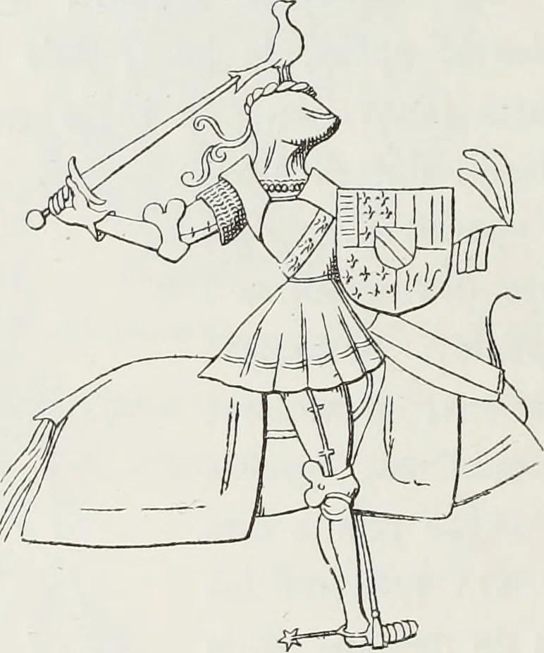 An illustration from Le Costume au Moyen âge d'après les sceaux ..., 1880, leaf 145