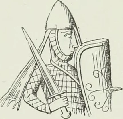 An illustration from Le Costume au Moyen âge d'après les sceaux ..., 1880, leaf 150