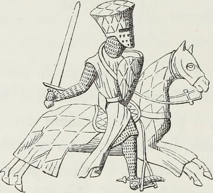 An illustration from Le Costume au Moyen âge d'après les sceaux ..., 1880, leaf 201