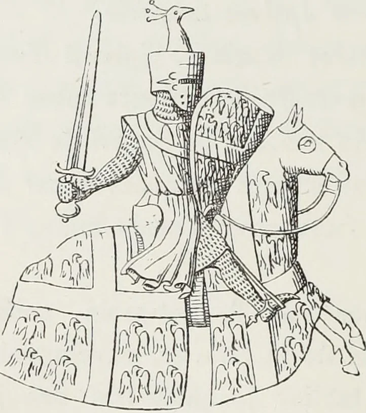 An illustration from Le Costume au Moyen âge d'après les sceaux ..., 1880, leaf 201