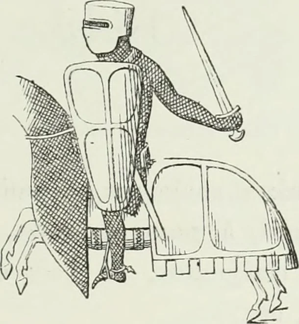 An illustration from Le Costume au Moyen âge d'après les sceaux ..., 1880, leaf 202