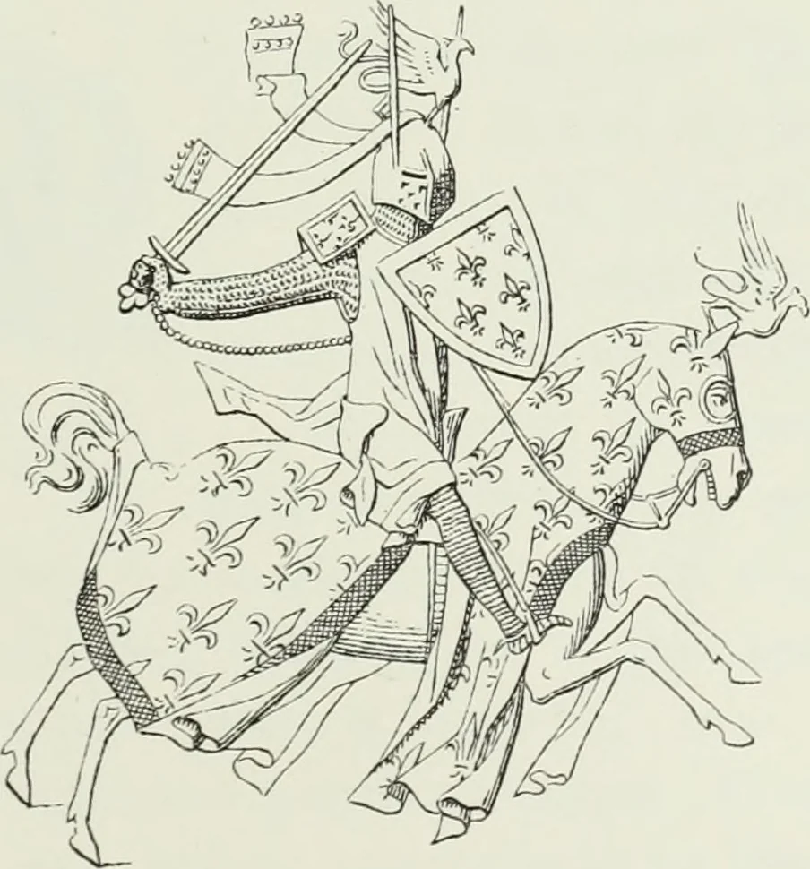 An illustration from Le Costume au Moyen âge d'après les sceaux ..., 1880, leaf 206
