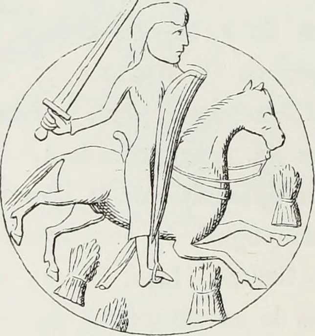 An illustration from Le Costume au Moyen âge d'après les sceaux ..., 1880, leaf 213