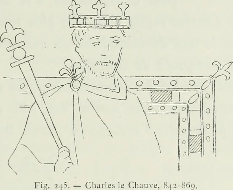 An illustration from Le Costume au Moyen âge d'après les sceaux ..., 1880, leaf 218