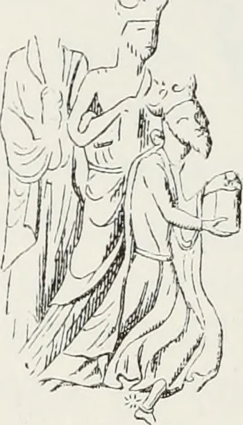 An illustration from Le Costume au Moyen âge d'après les sceaux ..., 1880, leaf 345