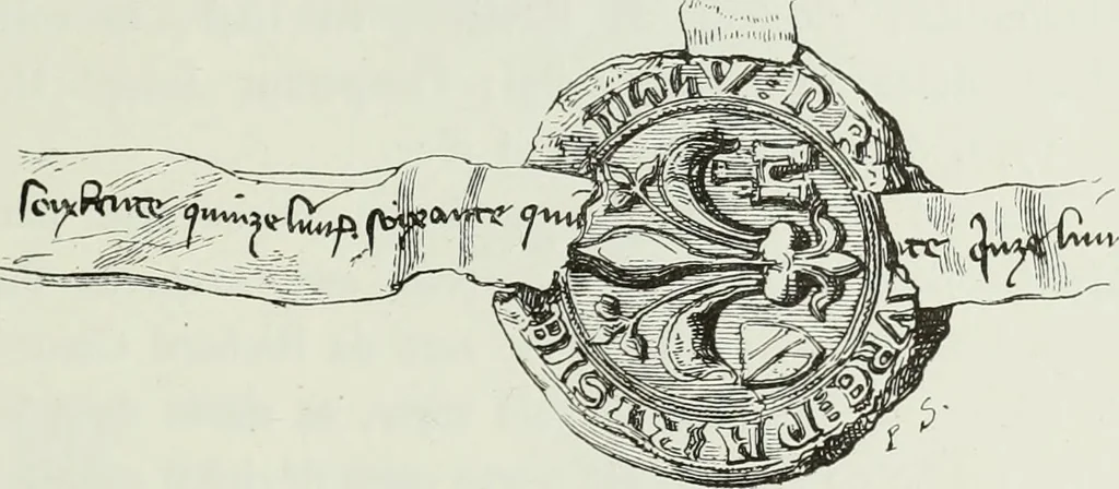An illustration from Le Costume au Moyen âge d'après les sceaux ..., 1880, leaf 50