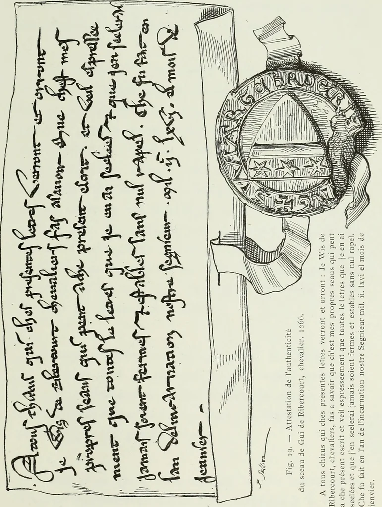 An illustration from Le Costume au Moyen âge d'après les sceaux ..., 1880, leaf 64