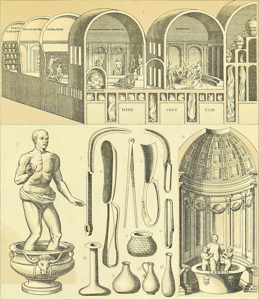 An illustration from Le costume historique. Cinq cents planches, trois cents en couleurs, or et argent, deux cents en camaieu. Types principaux du vêtement et de la parure, rapprochés de ceux de l'intérieur de l'habitation dans tous les temps et chez tous les peuples, avec de nombreux détails sur le mobilier, les armes, les objets usuels, les moyens de transport, etc, 1888, leaf 293