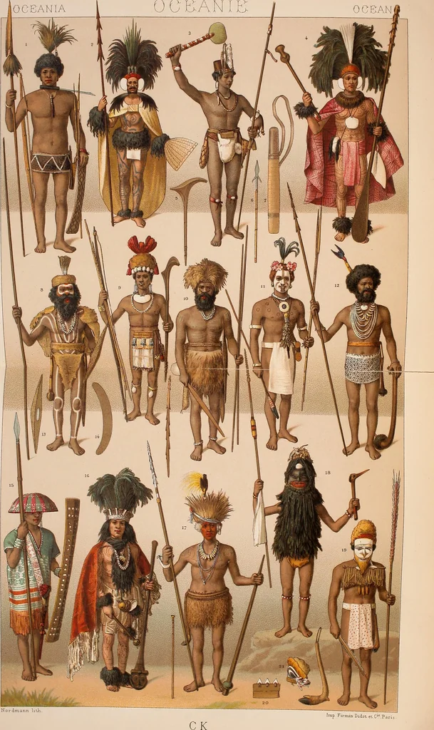 An illustration from Le costume historique. Cinq cents planches, trois cents en couleurs, or et argent, deux cents en camaieu. Types principaux du vêtement et de la parure, rapprochés de ceux de l'intérieur de l'habitation dans tous les temps et chez tous les peuples, avec de nombreux détails sur le mobilier, les armes, les objets usuels, les moyens de transport, etc, 1888, leaf 415