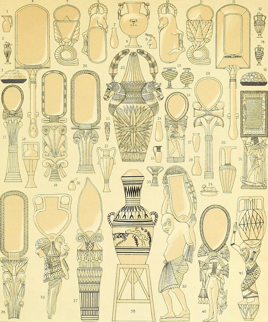 An illustration from Le costume historique. Cinq cents planches, trois cents en couleurs, or et argent, deux cents en camaieu. Types principaux du vêtement et de la parure, rapprochés de ceux de l'intérieur de l'habitation dans tous les temps et chez tous les peuples, avec de nombreux détails sur le mobilier, les armes, les objets usuels, les moyens de transport, etc, 1888, leaf 45