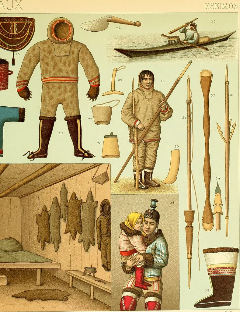 An illustration from Le costume historique. Cinq cents planches, trois cents en couleurs, or et argent, deux cents en camaieu. Types principaux du vêtement et de la parure, rapprochés de ceux de l'intérieur de l'habitation dans tous les temps et chez tous les peuples, avec de nombreux détails sur le mobilier, les armes, les objets usuels, les moyens de transport, etc, 1888, leaf 589