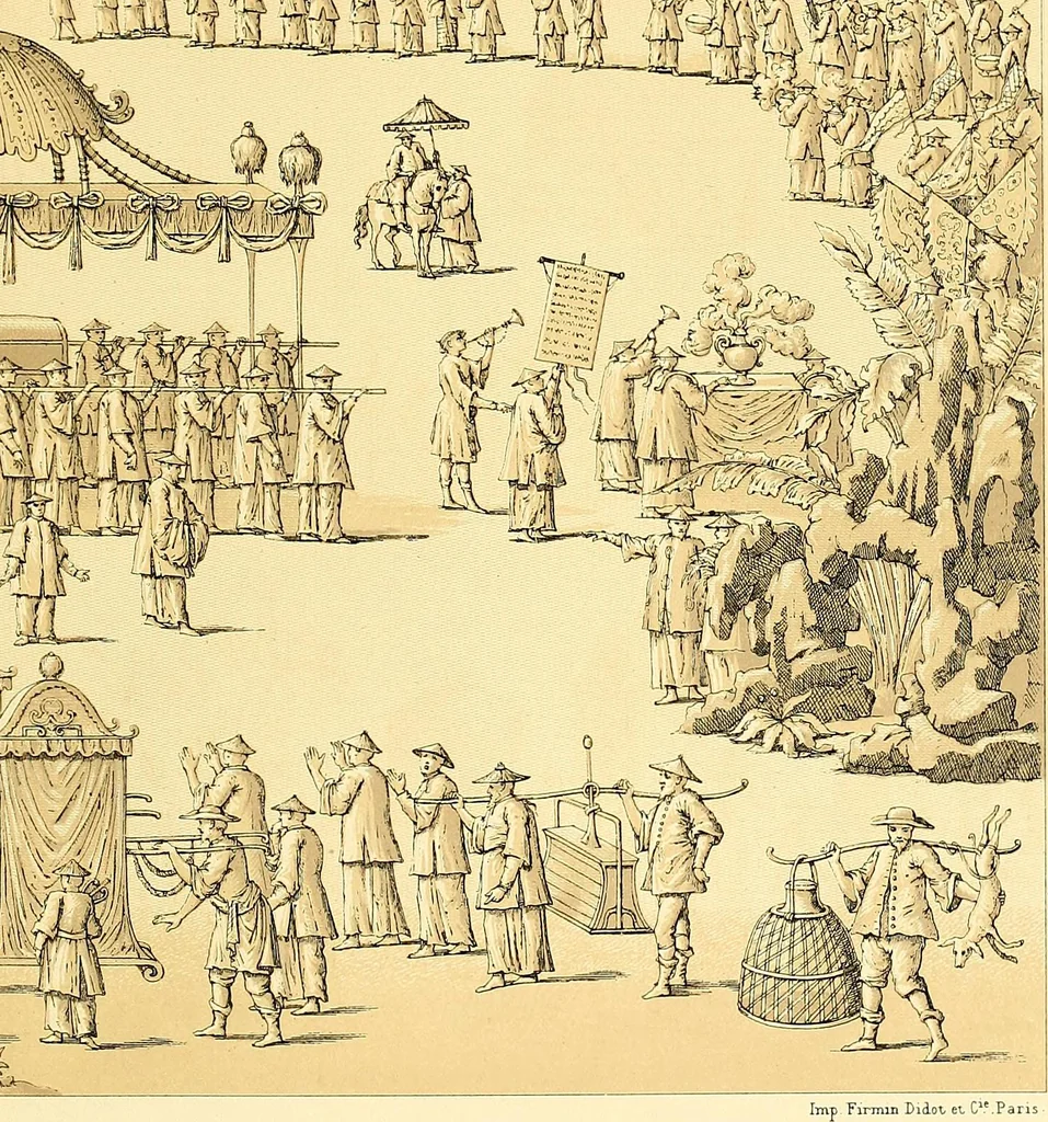 An illustration from Le costume historique. Cinq cents planches, trois cents en couleurs, or et argent, deux cents en camaieu. Types principaux du vêtement et de la parure, rapprochés de ceux de l'intérieur de l'habitation dans tous les temps et chez tous les peuples, avec de nombreux détails sur le mobilier, les armes, les objets usuels, les moyens de transport, etc, 1888, leaf 643