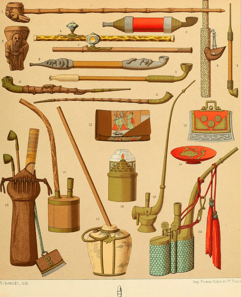 An illustration from Le costume historique. Cinq cents planches, trois cents en couleurs, or et argent, deux cents en camaieu. Types principaux du vêtement et de la parure, rapprochés de ceux de l'intérieur de l'habitation dans tous les temps et chez tous les peuples, avec de nombreux détails sur le mobilier, les armes, les objets usuels, les moyens de transport, etc, 1888, leaf 38