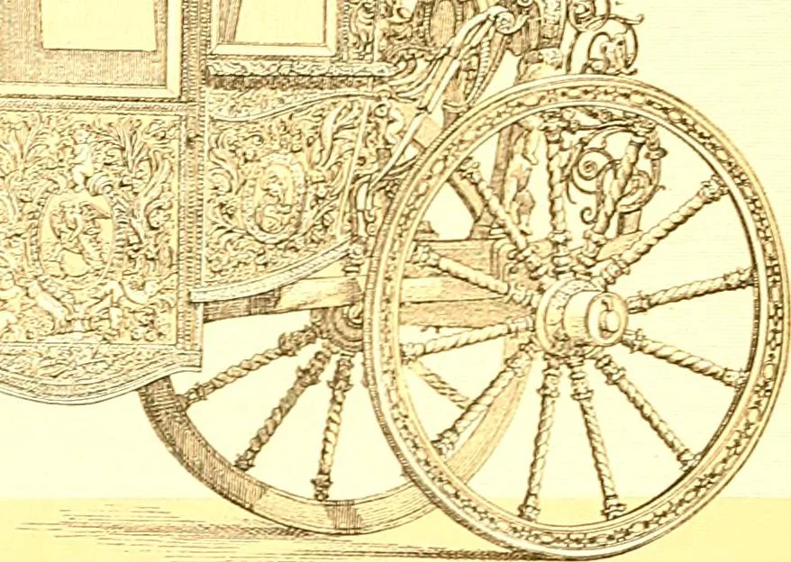 An illustration from Le costume historique. Cinq cents planches, trois cents en couleurs, or et argent, deux cents en camaieu. Types principaux du vêtement et de la parure, rapprochés de ceux de l'intérieur de l'habitation dans tous les temps et chez tous les peuples, avec de nombreux détails sur le mobilier, les armes, les objets usuels, les moyens de transport, etc, 1888, leaf 44