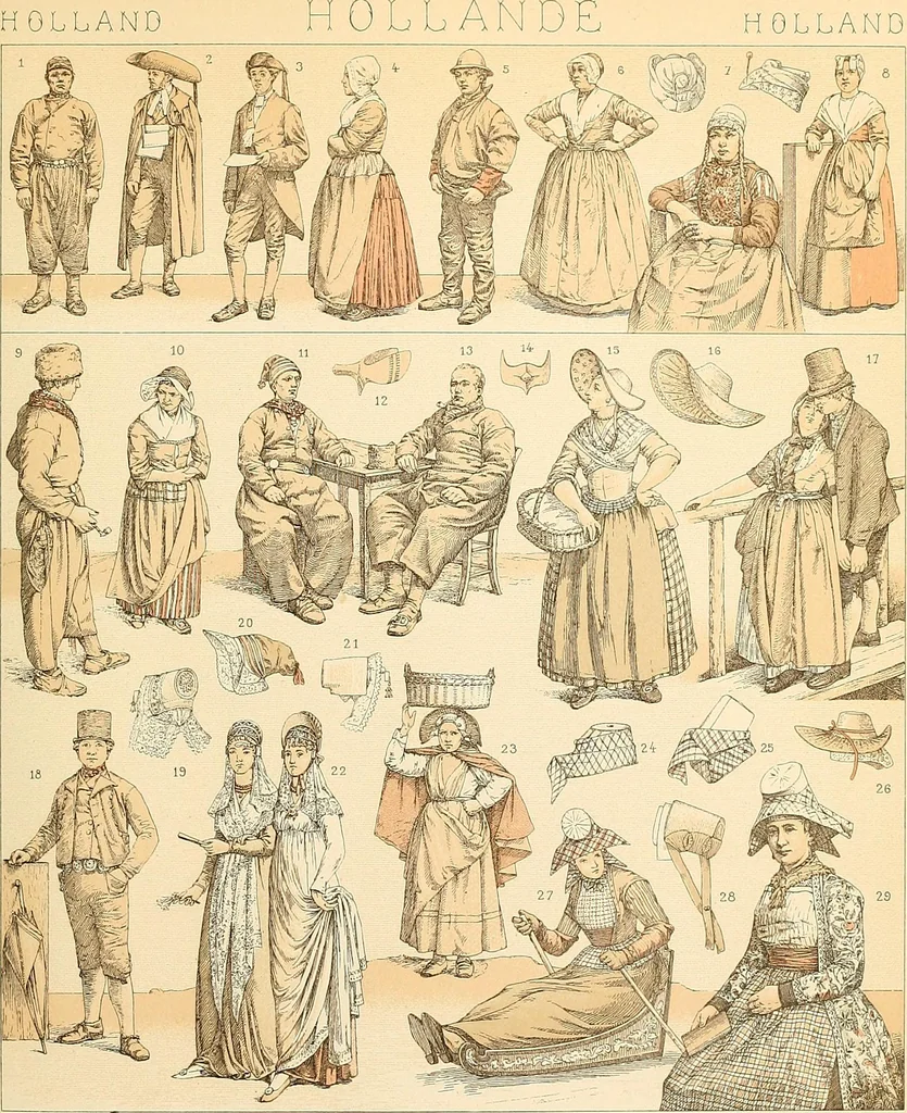 An illustration from Le costume historique. Cinq cents planches, trois cents en couleurs, or et argent, deux cents en camaieu. Types principaux du vêtement et de la parure, rapprochés de ceux de l'intérieur de l'habitation dans tous les temps et chez tous les peuples, avec de nombreux détails sur le mobilier, les armes, les objets usuels, les moyens de transport, etc, 1888, leaf 150