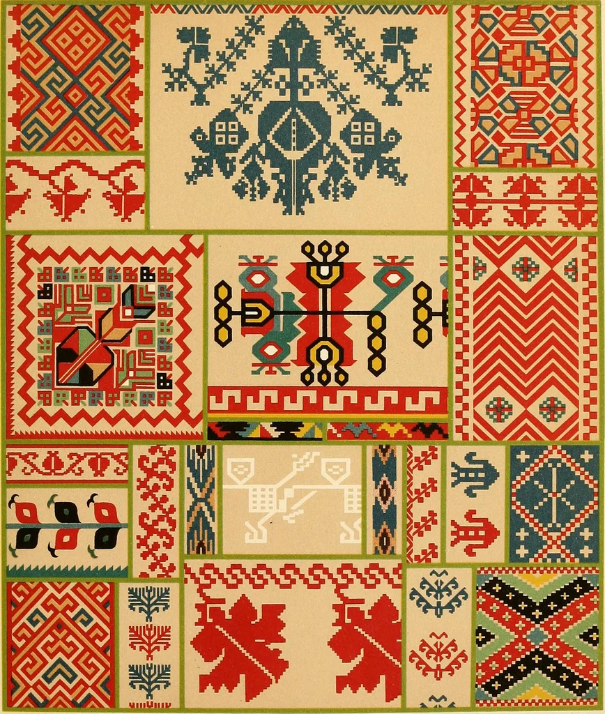 An illustration from Le costume historique. Cinq cents planches, trois cents en couleurs, or et argent, deux cents en camaieu. Types principaux du vêtement et de la parure, rapprochés de ceux de l'intérieur de l'habitation dans tous les temps et chez tous les peuples, avec de nombreux détails sur le mobilier, les armes, les objets usuels, les moyens de transport, etc, 1888, leaf 346