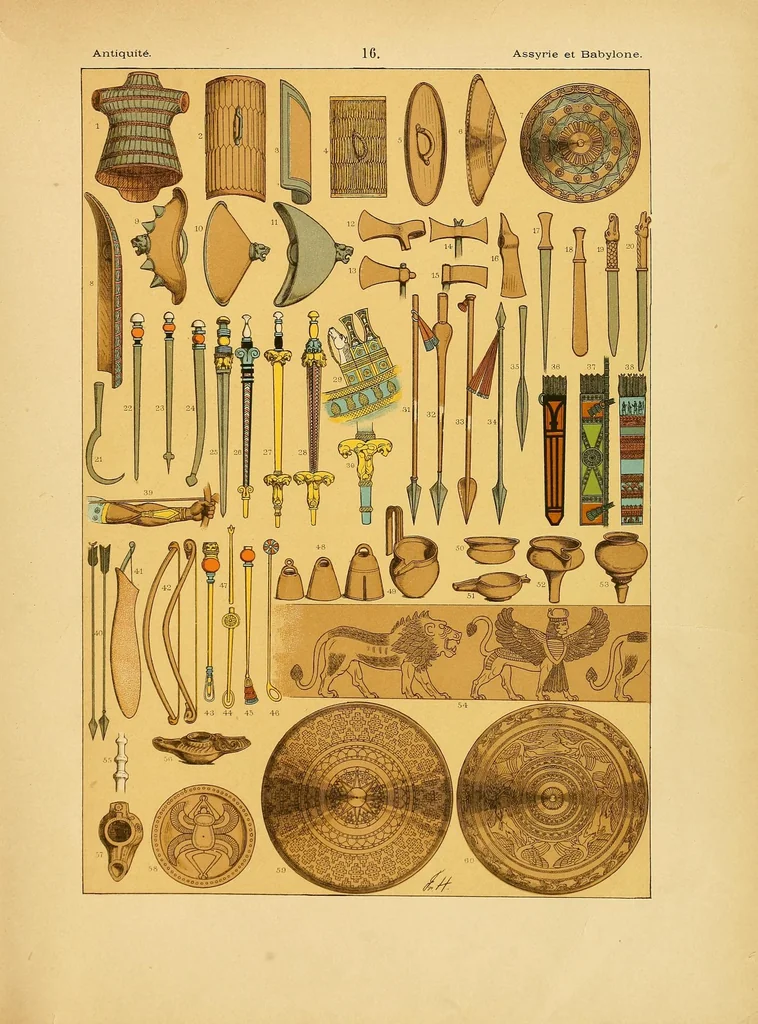 An illustration from Le costume, les armes, les bijoux, la céramique, les ustensiles, outils, objets mobiliers, etc. : chez les peuples anciens et modernes, 1896, leaf 141