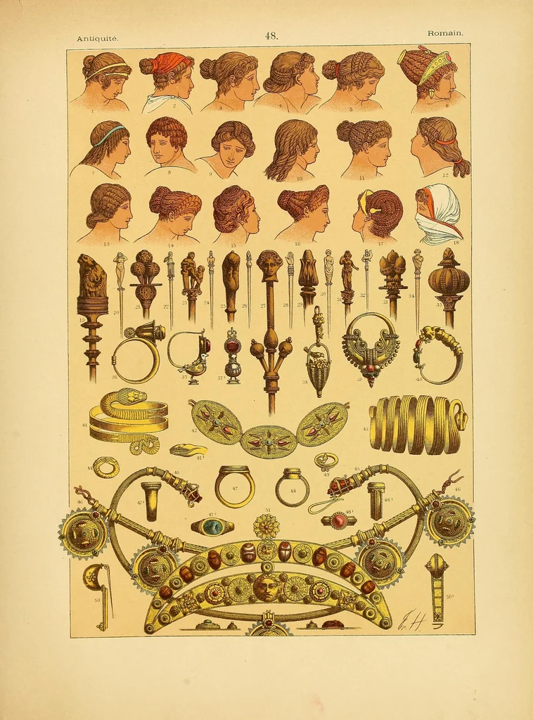 An illustration from Le costume, les armes, les bijoux, la céramique, les ustensiles, outils, objets mobiliers, etc. : chez les peuples anciens et modernes, 1896, leaf 205