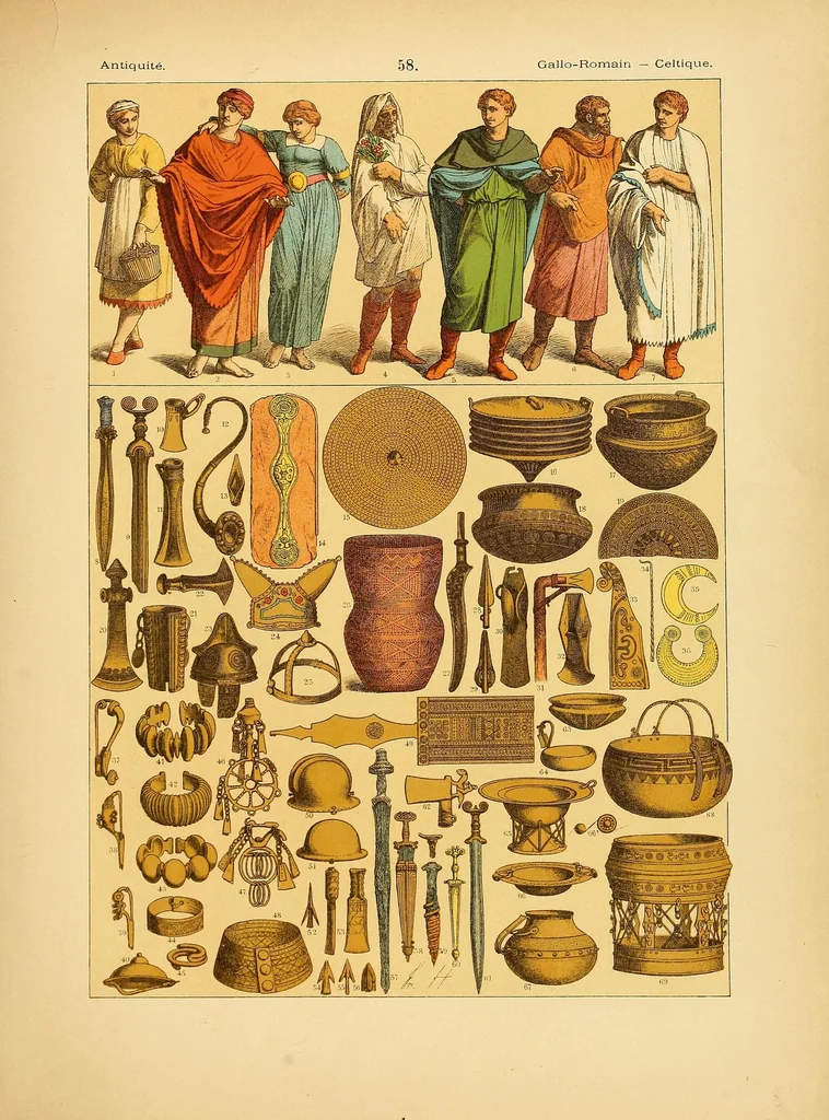 An illustration from Le costume, les armes, les bijoux, la céramique, les ustensiles, outils, objets mobiliers, etc. : chez les peuples anciens et modernes, 1896, leaf 225