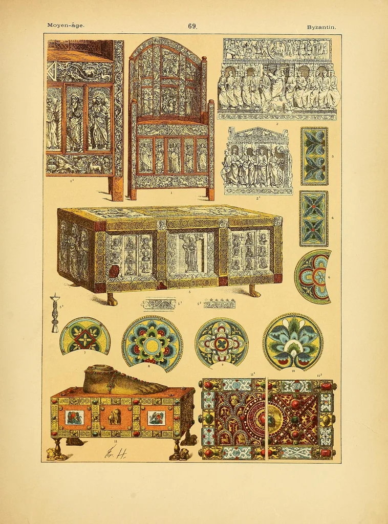 An illustration from Le costume, les armes, les bijoux, la céramique, les ustensiles, outils, objets mobiliers, etc. : chez les peuples anciens et modernes, 1896, leaf 247