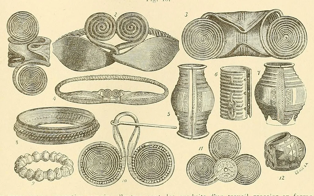 An illustration from Le costume, les armes, les bijoux, la céramique, les ustensiles, outils, objets mobiliers, etc. : chez les peuples anciens et modernes, 1896, leaf 53