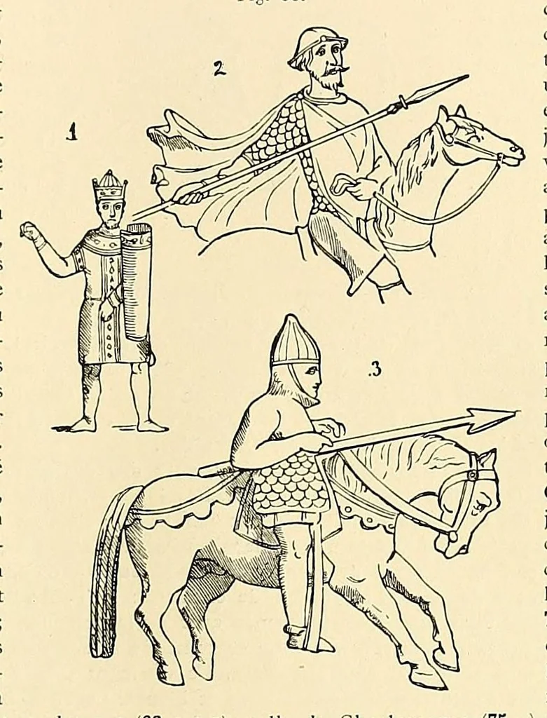 An illustration from Le costume, les armes, les bijoux, la céramique, les ustensiles, outils, objets mobiliers, etc. : chez les peuples anciens et modernes, 1896, leaf 63