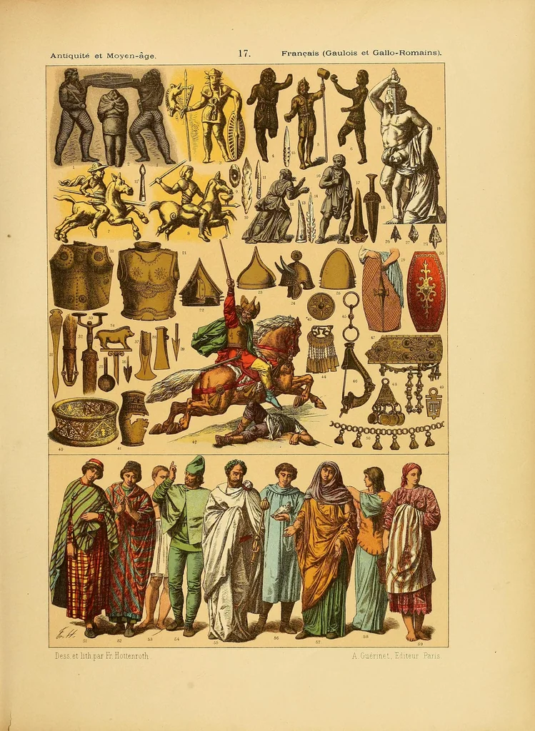 An illustration from Le costume, les armes, les bijoux, la céramique, les ustensiles, outils, objets mobiliers, etc. : chez les peuples anciens et modernes, 1896, leaf 171