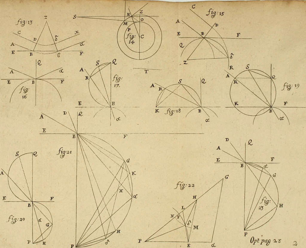 An illustration from Lectiones opticæ & geometricæ : in quibus phænomenon opticorum genuinæ rationes investigantur, ac exponuntur: et generalia curvarum linearum symptomata declarantur, 1674, leaf 48