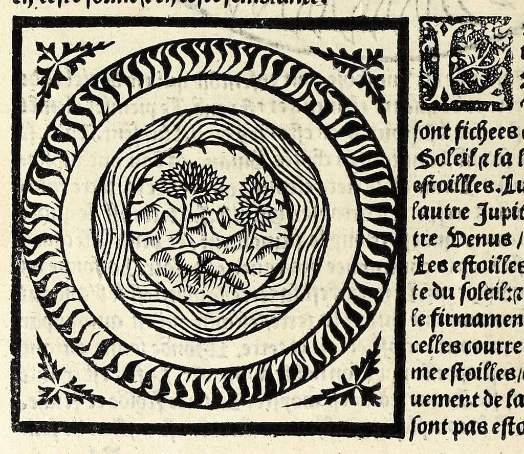 An illustration from Le cueur de philosophie : translate de latin en francoys a la requeste de Philippes le bel roy de France, 1538, leaf 214