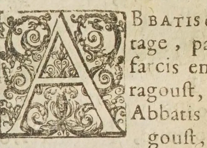 An illustration from Le cuisinier francois : enseignant la maniere de bien apprester & assaisonner toutes sortes de viandes, grasses & maigres, legumes, patisseries, &c. : reueu, corrigé, & augmenté d'vn traitté de confitures seiches & liquides, & autres delicatesses de bouche : ensemble d'vne table alphabetique des matieres qui sont traittées dans tout le liure, 1652, leaf 377