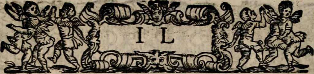 An illustration from Le diece veglie di Bartolomeo Arnigio, de gli ammendati costvmi dell' hvmana vita, nelle quali non sol si tratta di quelle vertù, ch'à uiuer nella luce de gli huomini, & di Dio bisogneuoli sono, 1577, leaf 11