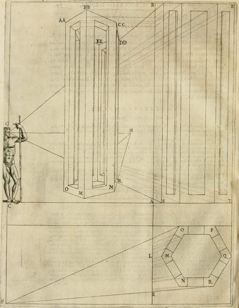 An illustration from Le due regole della prospettiua pratica, 1611, leaf 91