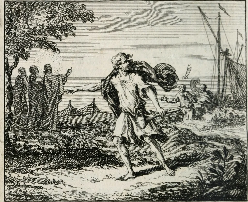 An illustration from Leerzaame zinnebeelden, en Bybel-stoffen : bestaande in Het leven van den propheet Elisa, Moses aanspraak aan Israël, en De verheugde Zacharias, 1756, leaf 19