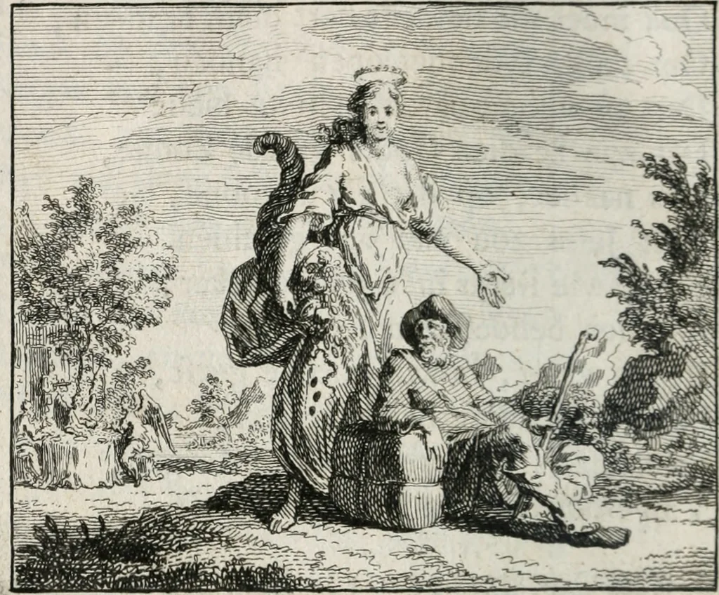An illustration from Leerzaame zinnebeelden, en Bybel-stoffen : bestaande in Het leven van den propheet Elisa, Moses aanspraak aan Israël, en De verheugde Zacharias, 1756, leaf 59