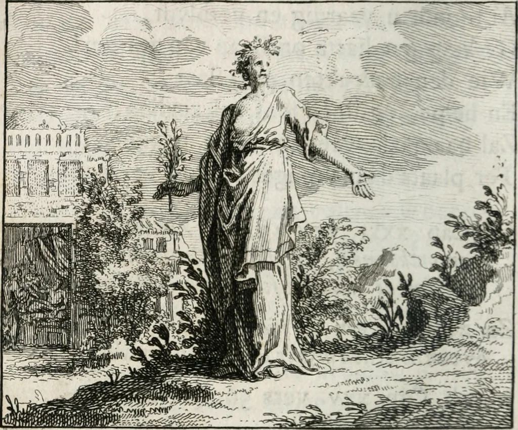 An illustration from Leerzaame zinnebeelden, en Bybel-stoffen : bestaande in Het leven van den propheet Elisa, Moses aanspraak aan Israël, en De verheugde Zacharias, 1756, leaf 67
