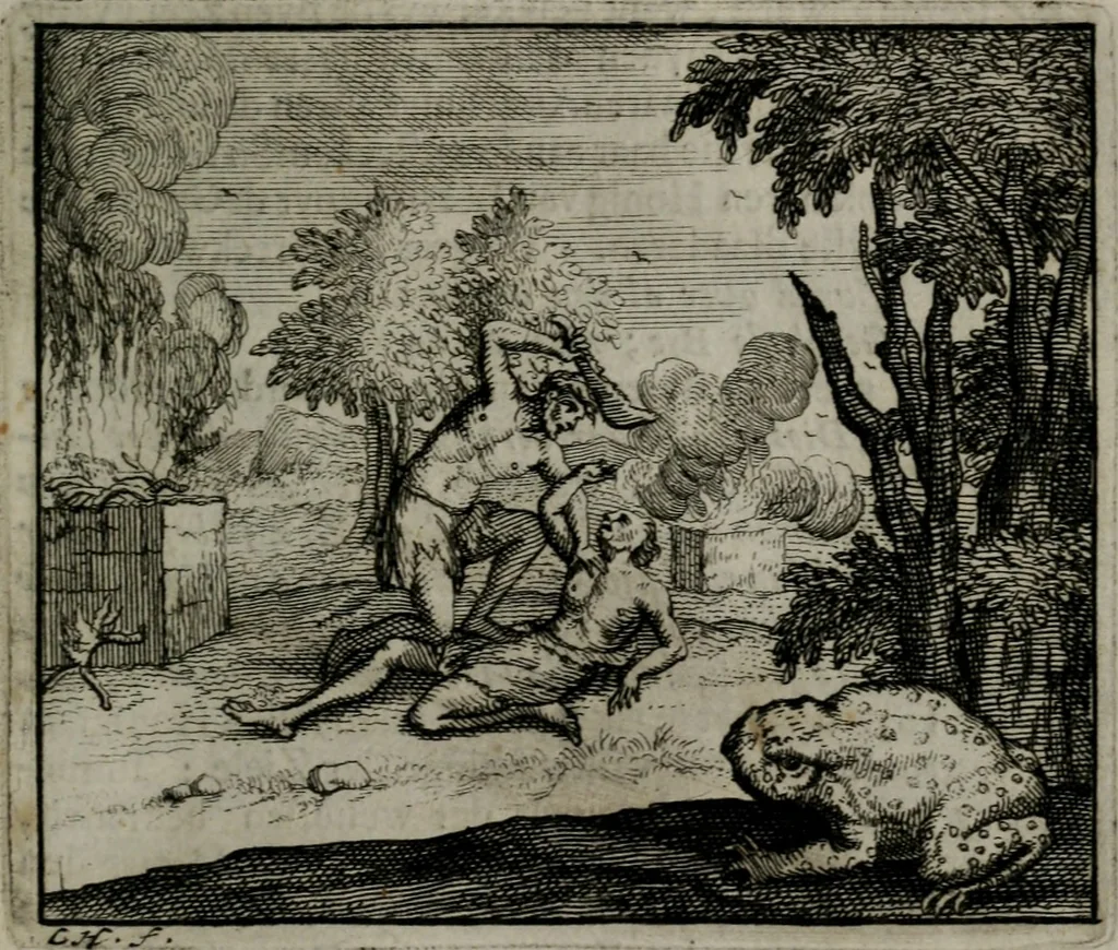 An illustration from Leerzame zinnebeelden : bestaande in christelyke bedenkingen door vergelykinge eeniger schepfelen ..., 1704, leaf 144