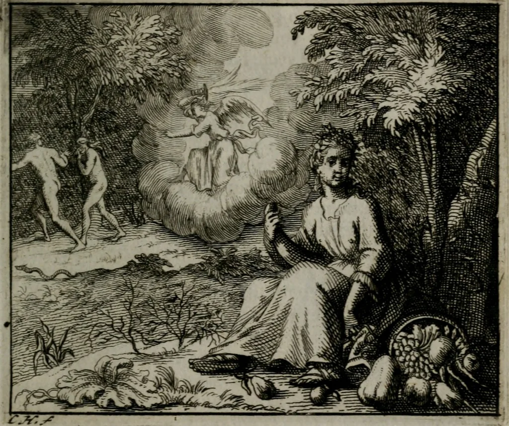 An illustration from Leerzame zinnebeelden : bestaande in christelyke bedenkingen door vergelykinge eeniger schepfelen ..., 1704, leaf 58