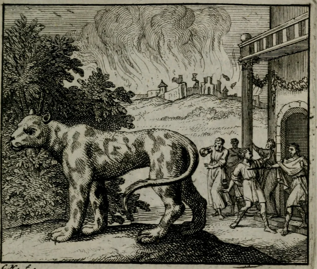 An illustration from Leerzame zinnebeelden : bestaande in christelyke bedenkingen door vergelykinge eeniger schepfelen ..., 1704, leaf 76
