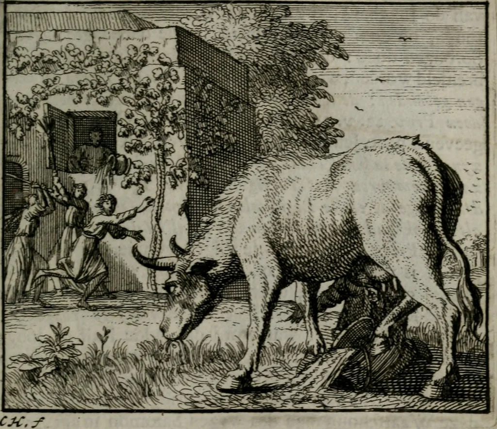 An illustration from Leerzame zinnebeelden : bestaande in christelyke bedenkingen door vergelykinge eeniger schepfelen ..., 1704, leaf 98