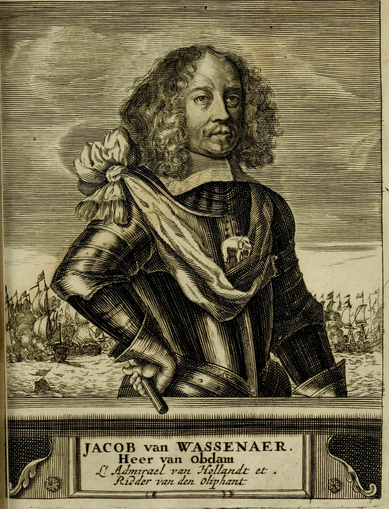 An illustration from Leeven en daden der doorluchtighste zee-helden en ontdeckers van landen deser eeuwen : beginnende met Christoffel Colombus, vinder van de nieuwe wereldt, en eyndigende met den roemruchtigen admirael M.A. de Ruyter, Ridd. &c. : vertoonende veel vreemde voorvallen, dappere verrichtingen, stoutmoedige bestieringen, en swaere zee-slagen, &c. : naeukeurigh, uyt veele geloofwaerdige schriften, en authentijcke stucken, by een gebracht, en beschreven, 1676, leaf 530