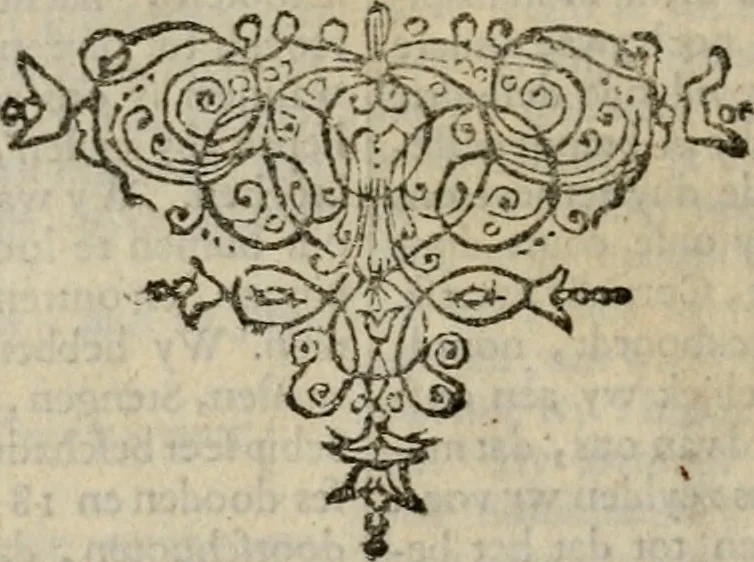 An illustration from Leeven en daden der doorluchtighste zee-helden en ontdeckers van landen deser eeuwen : beginnende met Christoffel Colombus, vinder van de nieuwe wereldt, en eyndigende met den roemruchtigen admirael M.A. de Ruyter, Ridd. &c. : vertoonende veel vreemde voorvallen, dappere verrichtingen, stoutmoedige bestieringen, en swaere zee-slagen, &c. : naeukeurigh, uyt veele geloofwaerdige schriften, en authentijcke stucken, by een gebracht, en beschreven, 1676, leaf 585