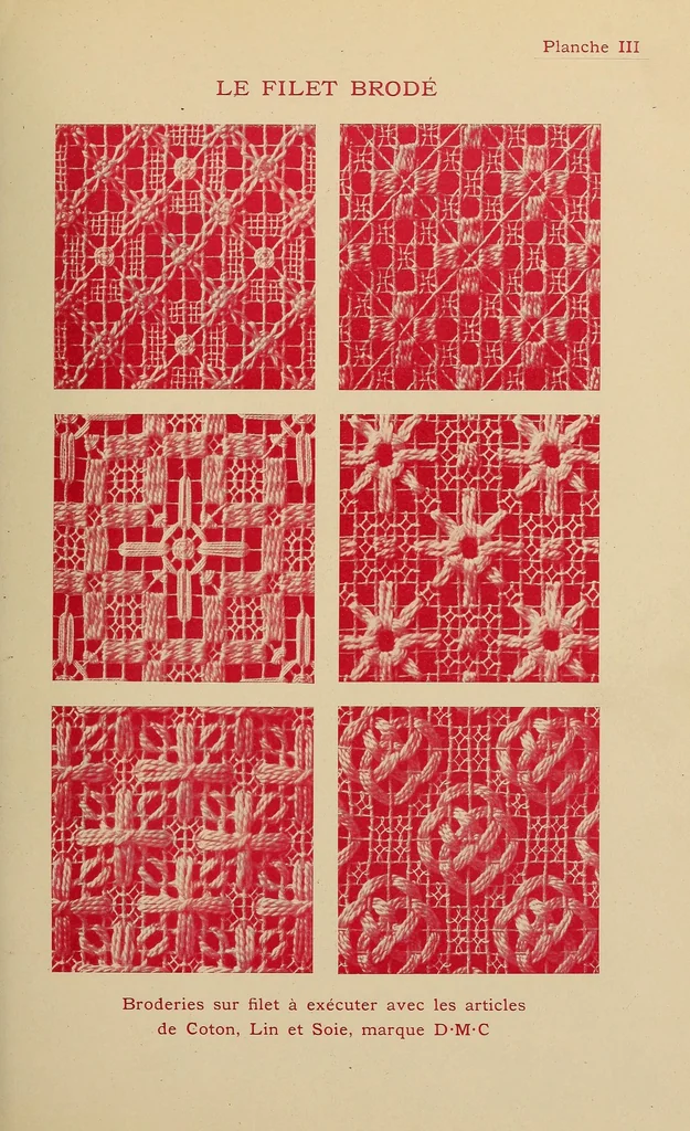 An illustration from Le Filet brodé, 1900, leaf 43